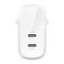 Зарядний пристрій Belkin 30W 2хUSB-С PD PPS white (WCB010VFWH)