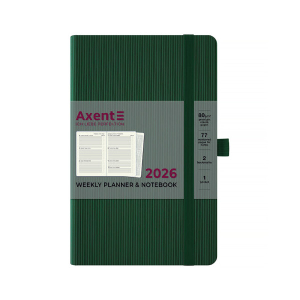 Тижневик Axent датований 2026 Partner Lines 125х195, темно-зелений (8515-26-23-A)