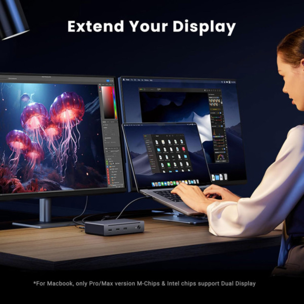 Концентратор Ugreen Thunderbolt 4 to 3xTh.4/3xUSBA 3.2/RJ45 Gigabit/140W ARevodok Max 8-in-1 U708 (25053EU)