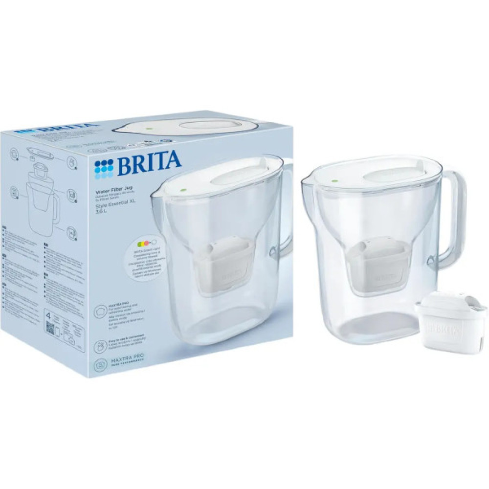 Фільтр-глечик Brita Style Essential XL MXPro 3.6л (2.3л очищеної води) з картриджем білий