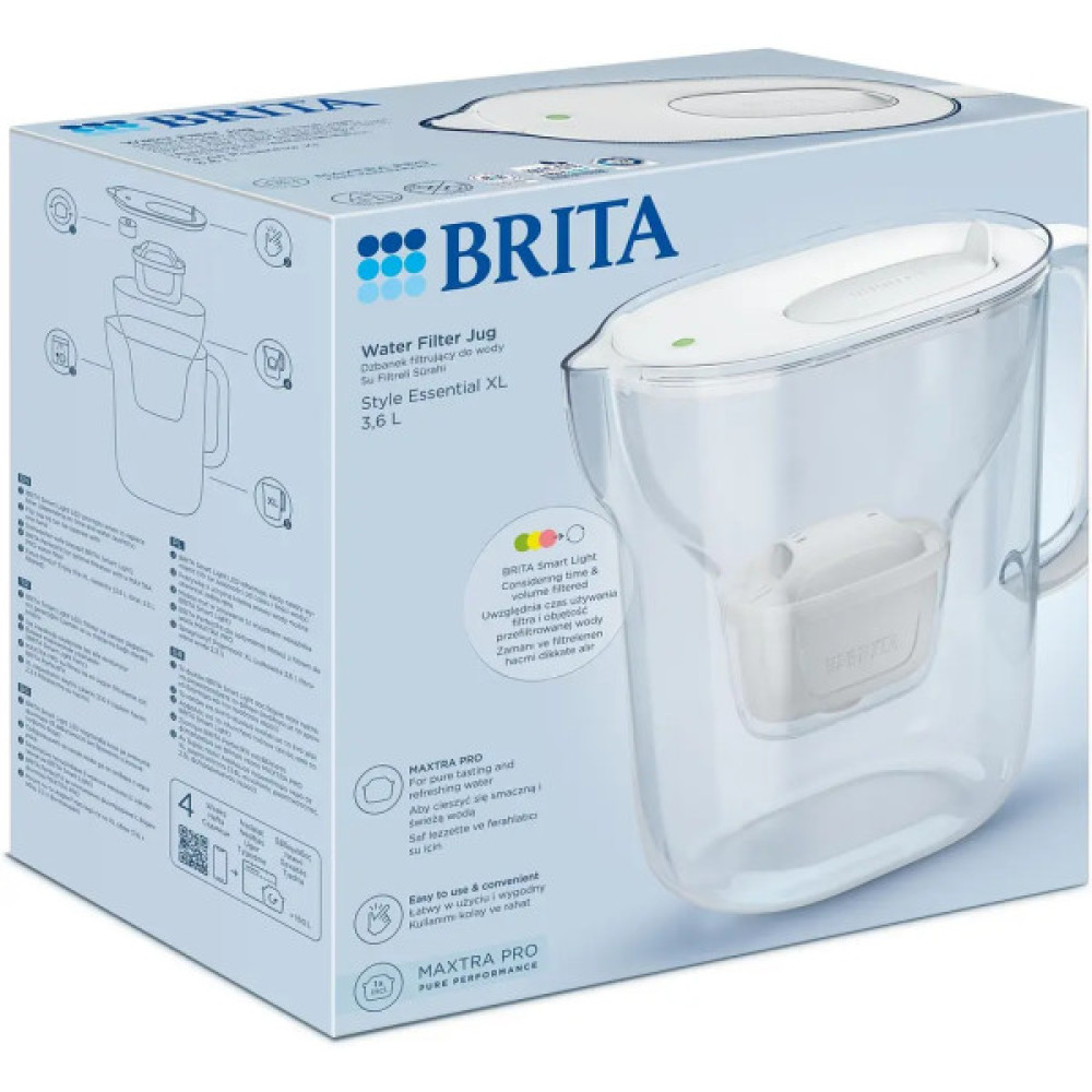 Фільтр-глечик Brita Style Essential XL MXPro 3.6л (2.3л очищеної води) з картриджем білий