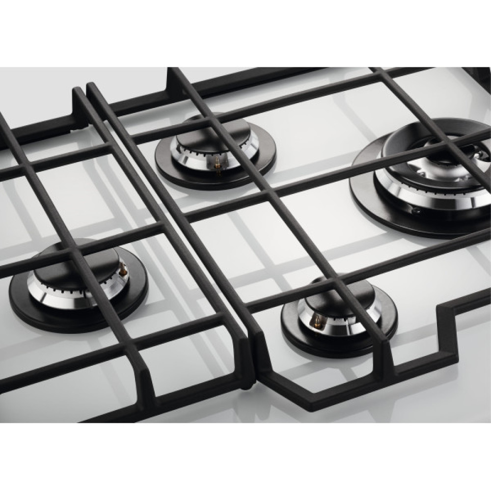 Варильна поверхня Electrolux газова на склі, 60см, чавун, білий