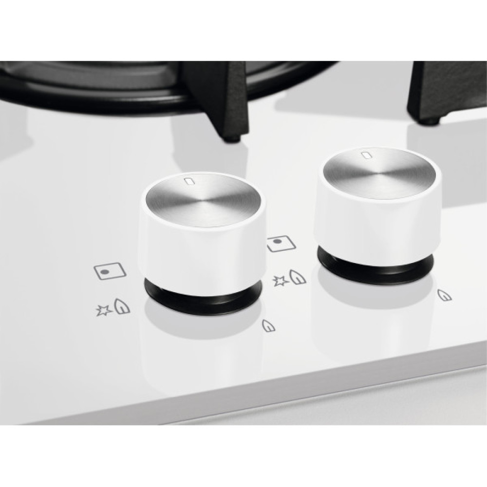 Варильна поверхня Electrolux газова на склі, 60см, чавун, білий