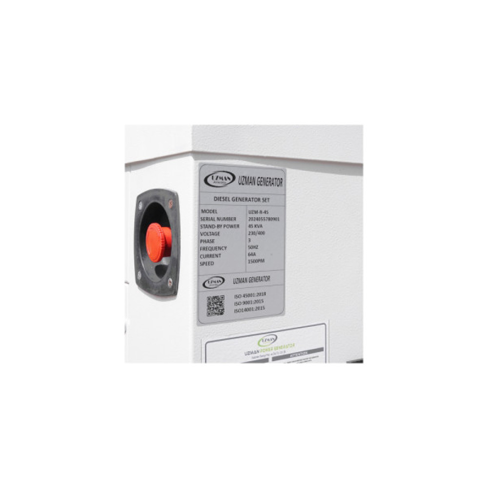 Генератор UZMAN IYI-R-44 дизельний Ricardo K4102ZD 44 KVA/35KW, трифазний 230/400V, 50Hz, 100 л, 2200x900x1200 м (IYI-R-44)