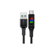 Дата кабель USB 2.0 AM to USB-C 1.2m 3A nylon with LED C7-04 black Acefast (6974316282785)