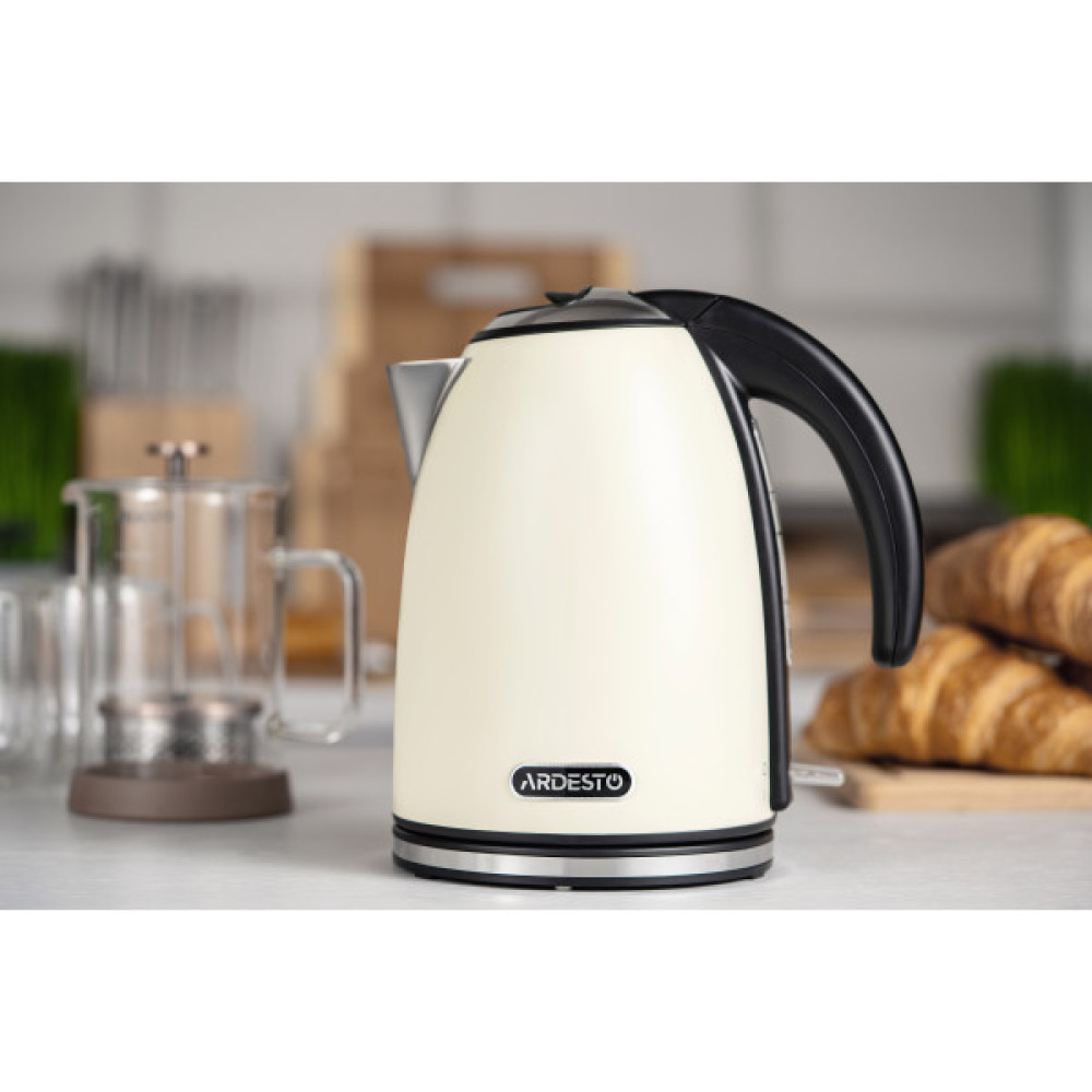 Електрочайник ARDESTO 1.7л, Strix, метал, бежевий глянець