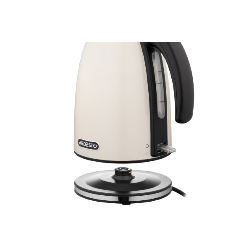 Електрочайник ARDESTO 1.7л, Strix, метал, бежевий глянець