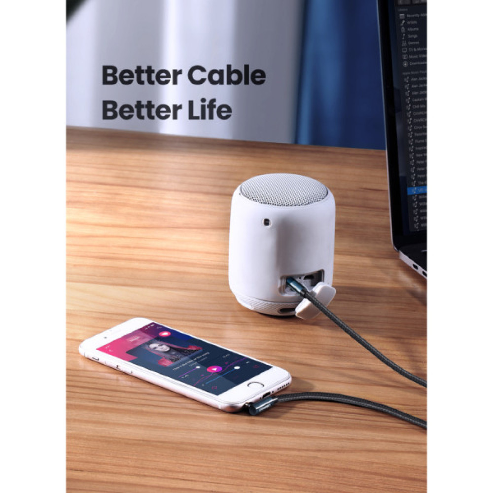 Кабель мультимедійний 3.5mm M to 3.5mm M 1.0m 90° corner AV112 blue UGREEN (60179)