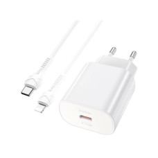 Зарядний пристрій HOCO N22 Jetta USB-C PD25W + cable USB-C to Lightning White (6931474760074)
