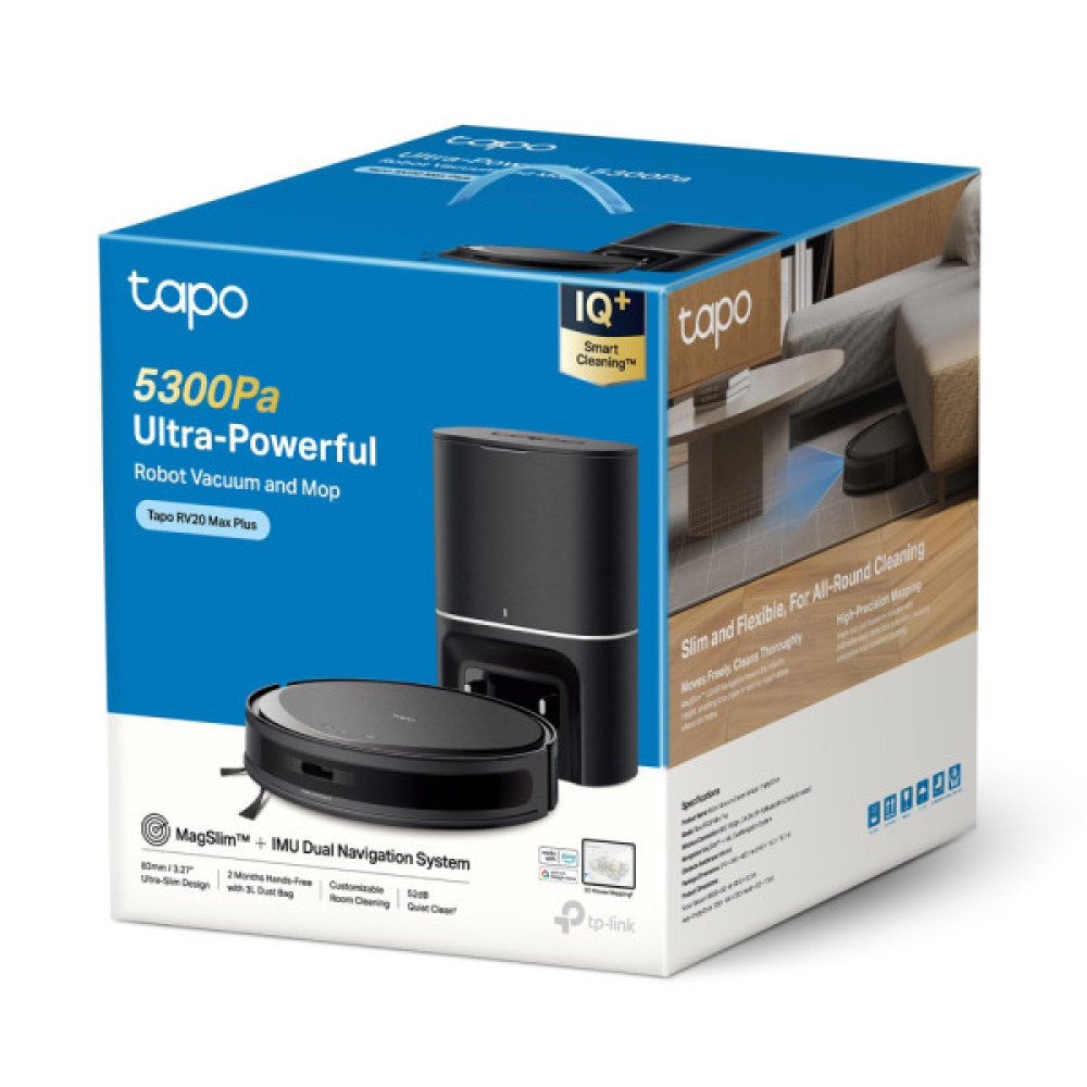 Робот-пилосмок TP-LINK TAPO RV 20 MAX LIDAR з підтримкою вологого прибирання + док-станція