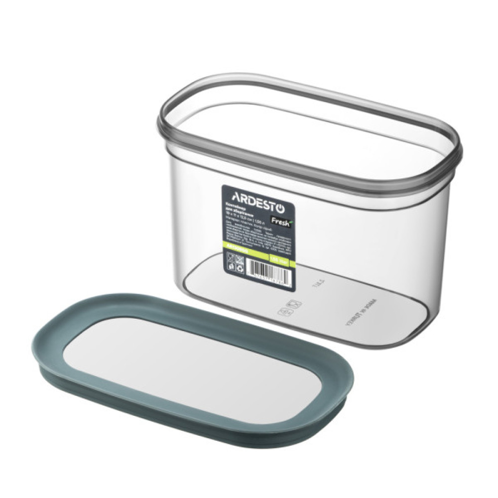 Харчовий контейнер Ardesto Fresh 1.55л, пластик, прямокутна, сірий (AR1309GG)