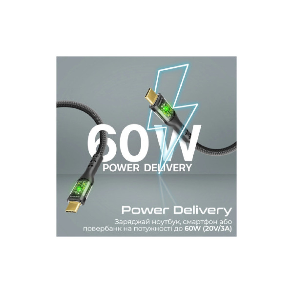 Дата кабель USB-C to USB-C 2.0m Promate (transline-cc200.black)