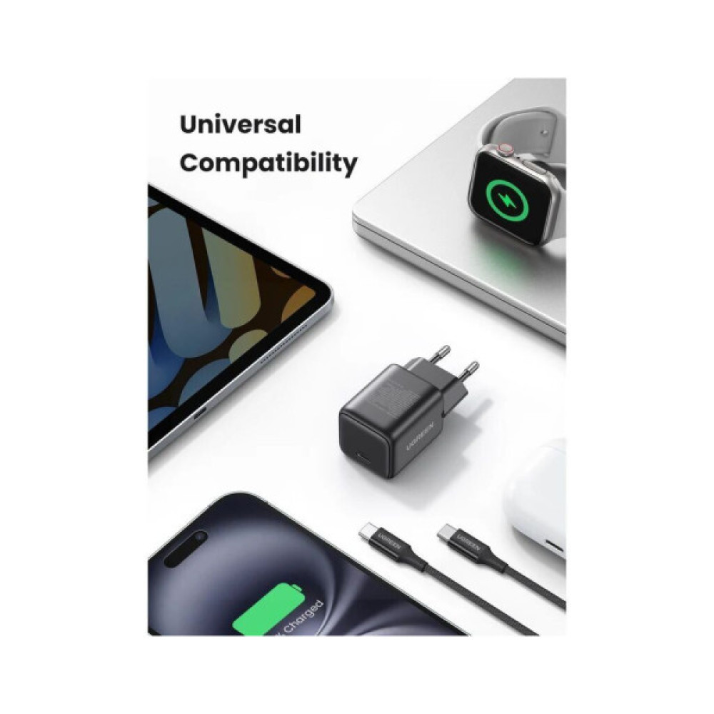 Зарядний пристрій Ugreen X513 USB-C PD30W QC4.0 GaN black (65007)