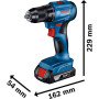 Шурупокрут-дриль акумуляторний Bosch Professional GSR 185-LI 18В 2х2.0А·год 50Нм 500·1900об/хв 0.9кг
