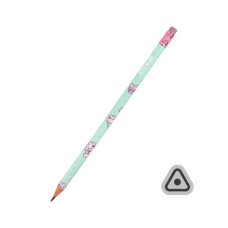 Олівець графітний Kite Feel Good тригранний, з гумкою, НВ (K25-046-2)