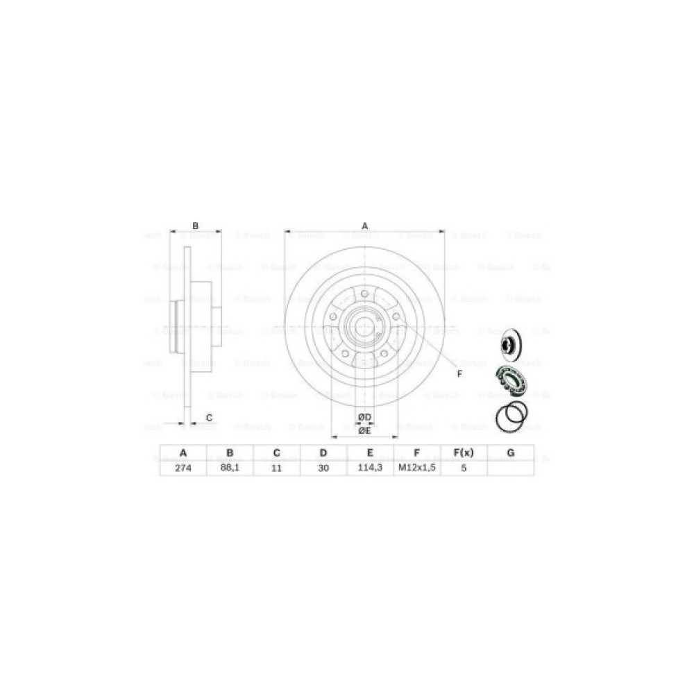 Гальмівний диск Bosch 0 986 479 009 Гальмівний диск Bosch 0 986 479 009