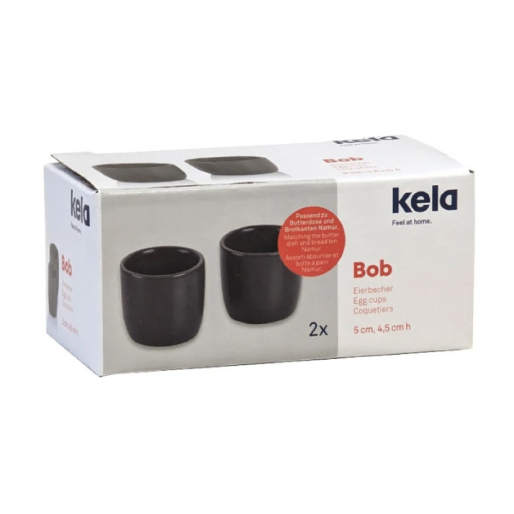 Аксесуар кухонний Kela Bob, підставок для яєць 5 х 4,5 см, 2 шт, порцелянові, темно-сірі (12119)