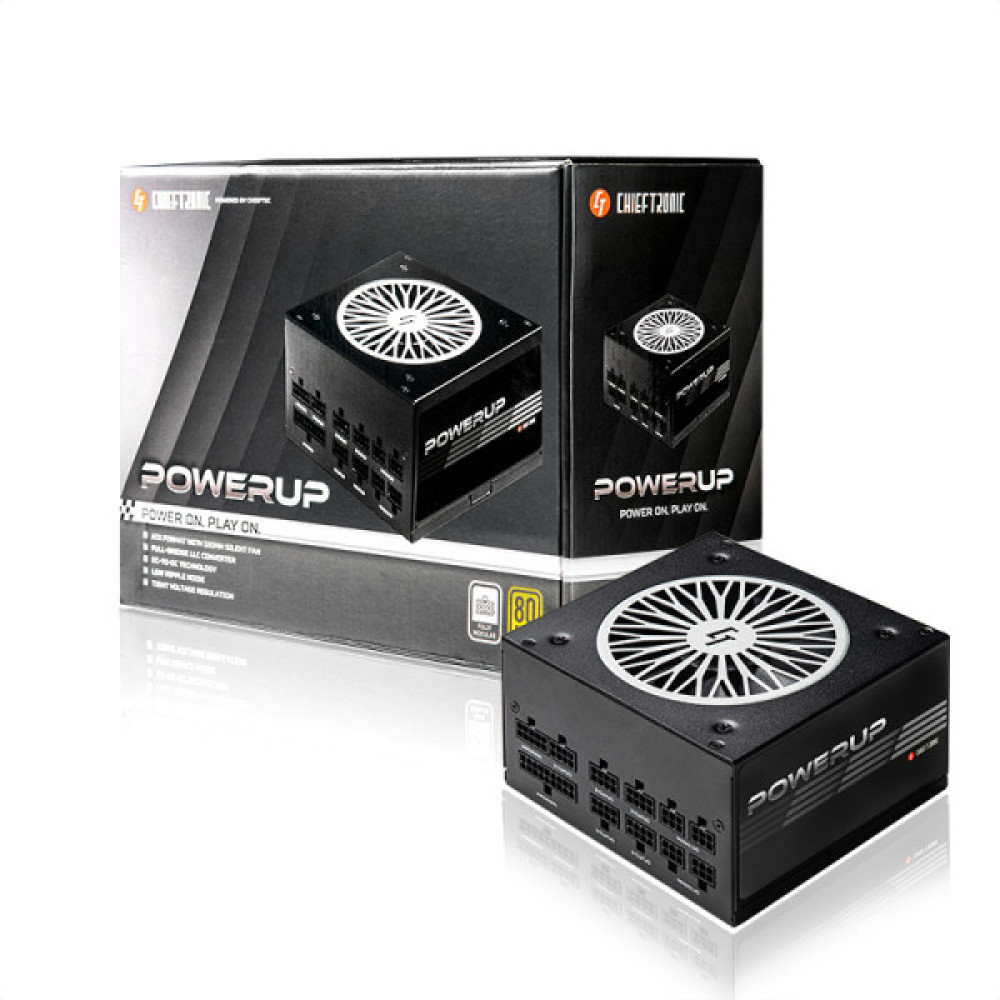 Блок живлення CHIEFTEC PowerUP  (850W), >90%, 80+ Gold, 120мм, 1xMB 24pin(20+4), 2xCPU 8pin(4+4), 3xMolex, 9xSATA, 6xPCIe 8pin(6+2), Fully Modular