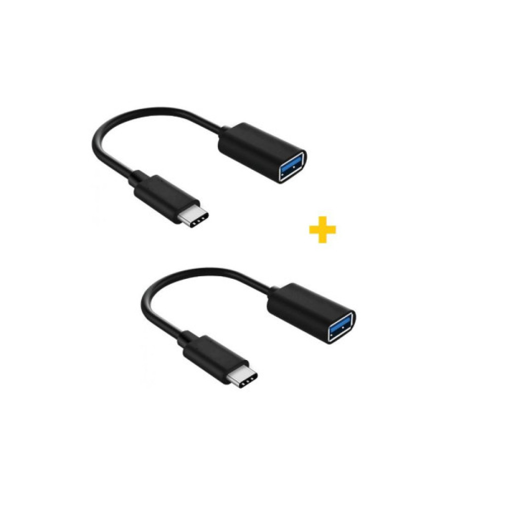 Дата кабель OTG USB 2.0 AF to USB-C 0.11m 2PCS black XoKo (XK-AC230-BK2)