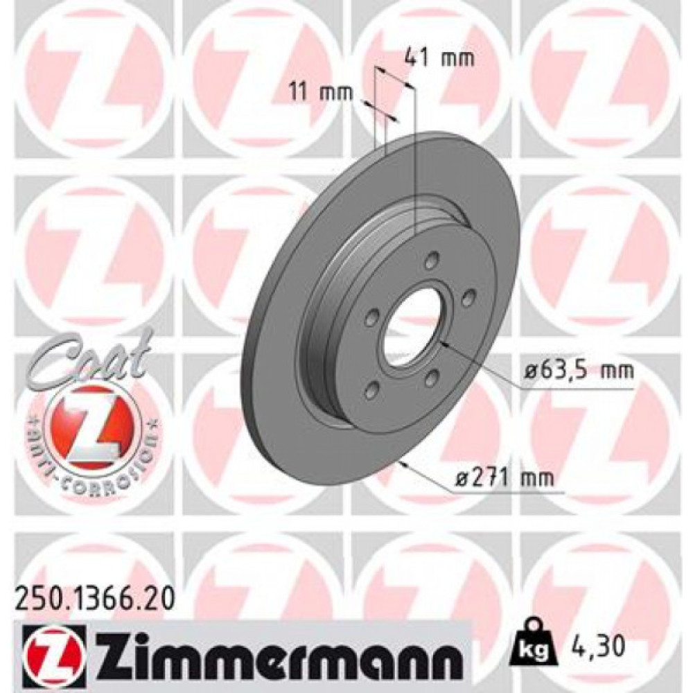 Гальмівний диск ZIMMERMANN 250.1366.20 Гальмівний диск ZIMMERMANN 250.1366.20