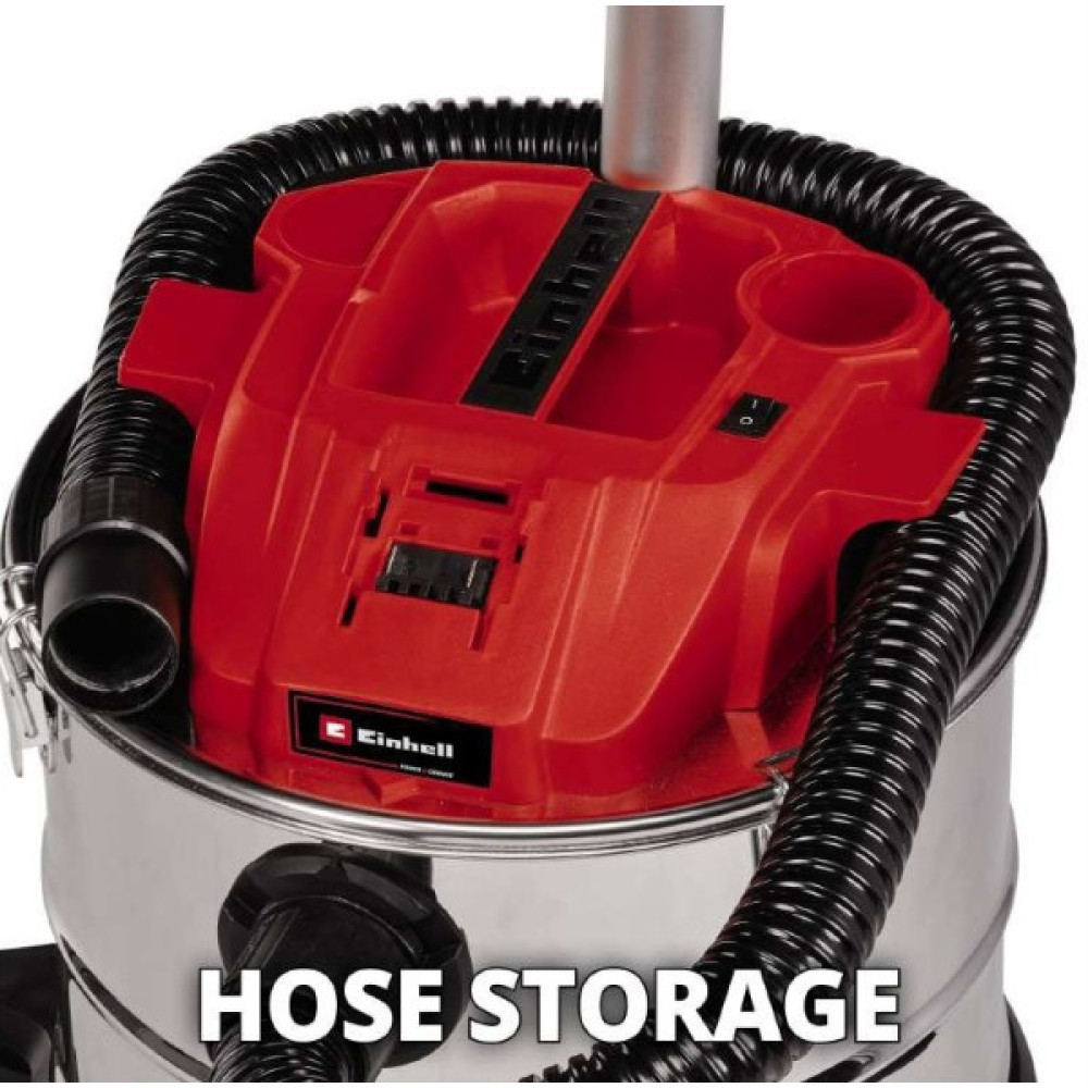 Пилосос професійний акумуляторний для золи Einhell TE-AV 18/15 Li C - Solo PXC 18В 100мБар контейнер 15л 3.1кг без АКБ та ЗП
