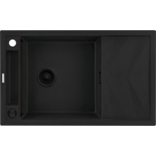 Мийка кухонна Deante Magnetic, граніт, прямокут., з крилом, 820х500х219мм, чаша - 1, накладна, чорний матовий