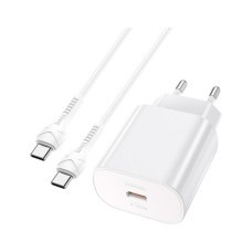 Зарядний пристрій HOCO N22 Jetta USB-C PD25W + cable USB-C to USB-C White (6931474760081)