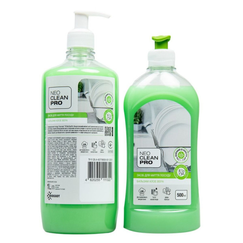 Засіб для ручного миття посуду Biossot NeoCleanPro Бальзам Алое вера 1 л (4820255111322)