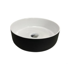 Раковина, умивальник Adamant ARENA, штучний камінь, кругла, без отвору для змішувача та переливу, 360х113мм, врезной, чорно-білий