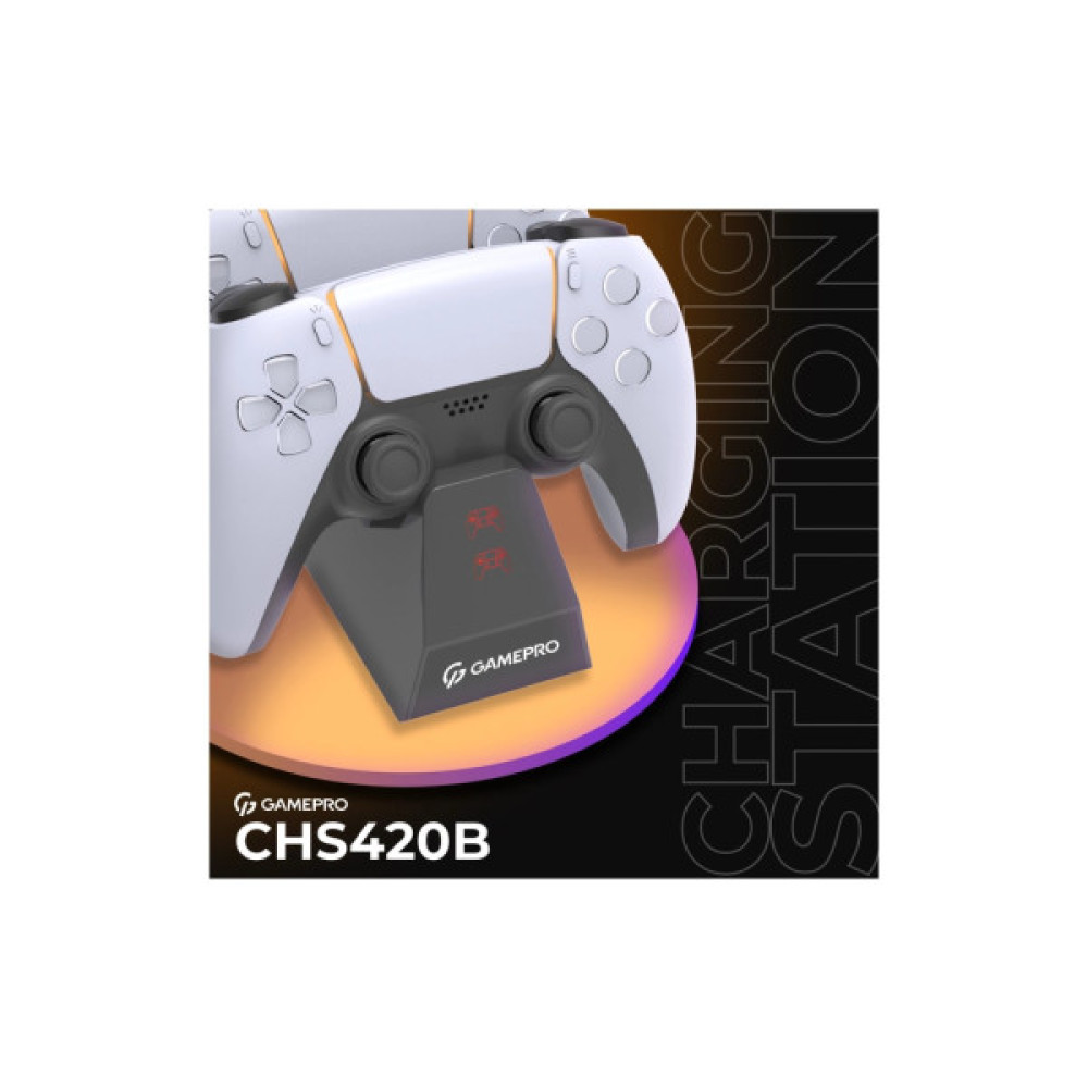 Зарядний пристрій GamePro CHS420B Для геймпадів DualSense PS5 Black (CHS420B)