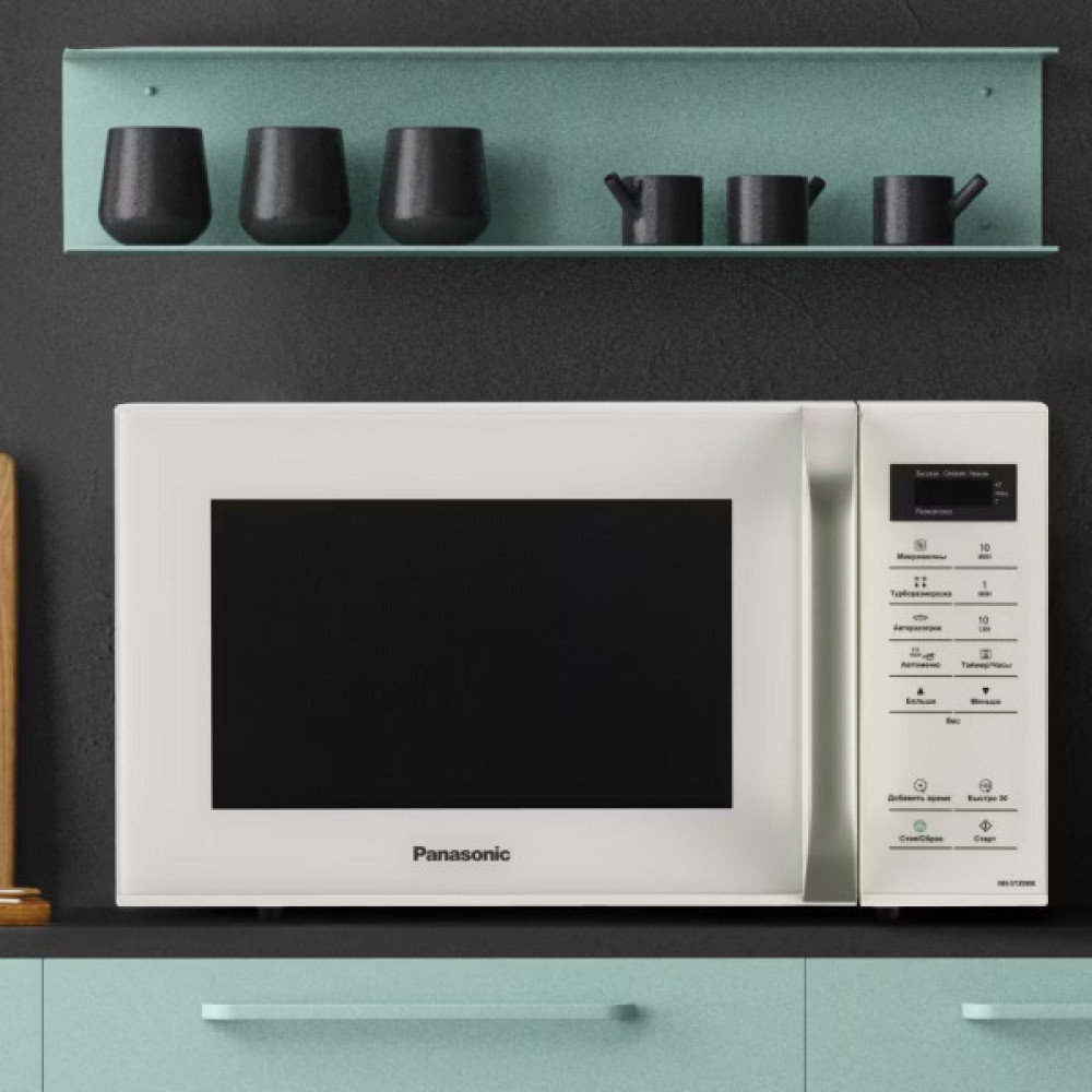 Мікрохвильова піч Panasonic, 25л, сенсор.керув., 800Вт, РК дисплей, молочний