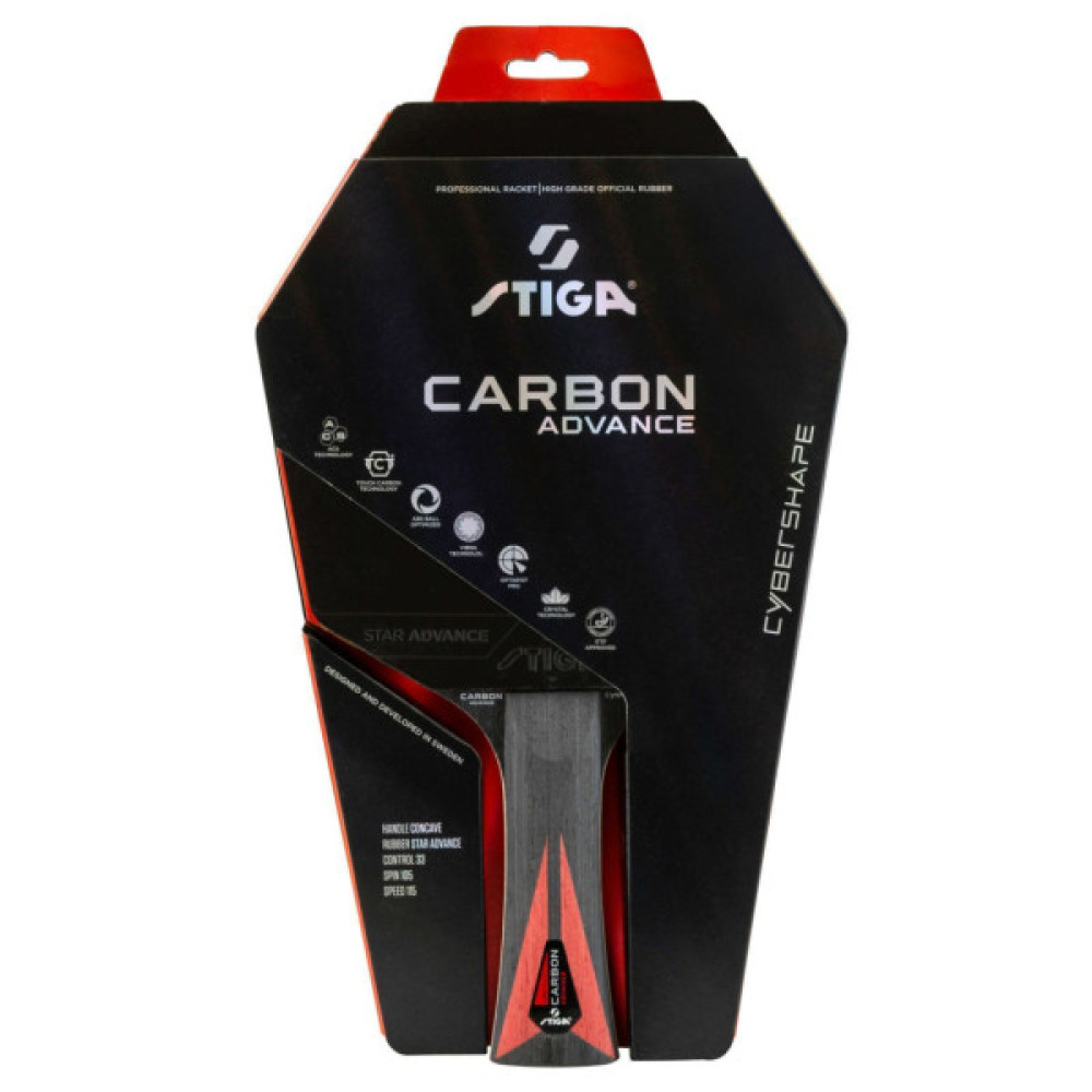 Ракетка для настільного тенісу Stiga Carbon Advance Cybershape FL (1215-1101-35) (932356)