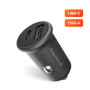 Зарядний пристрій ColorWay 2USB Car (Type-C PD20W + USB QC3.0 ) (38W) Gray (CW-CHA029PD-GR)