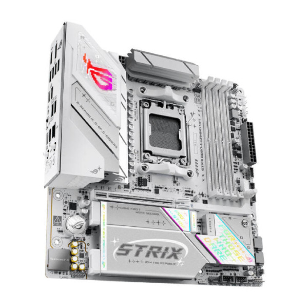 Материнcька плата ASUS ROG STRIX B850-G GAMING WIFI sAM5 B850 4xDDR5 M.2 HDMI DP WiFi BT mATX білий