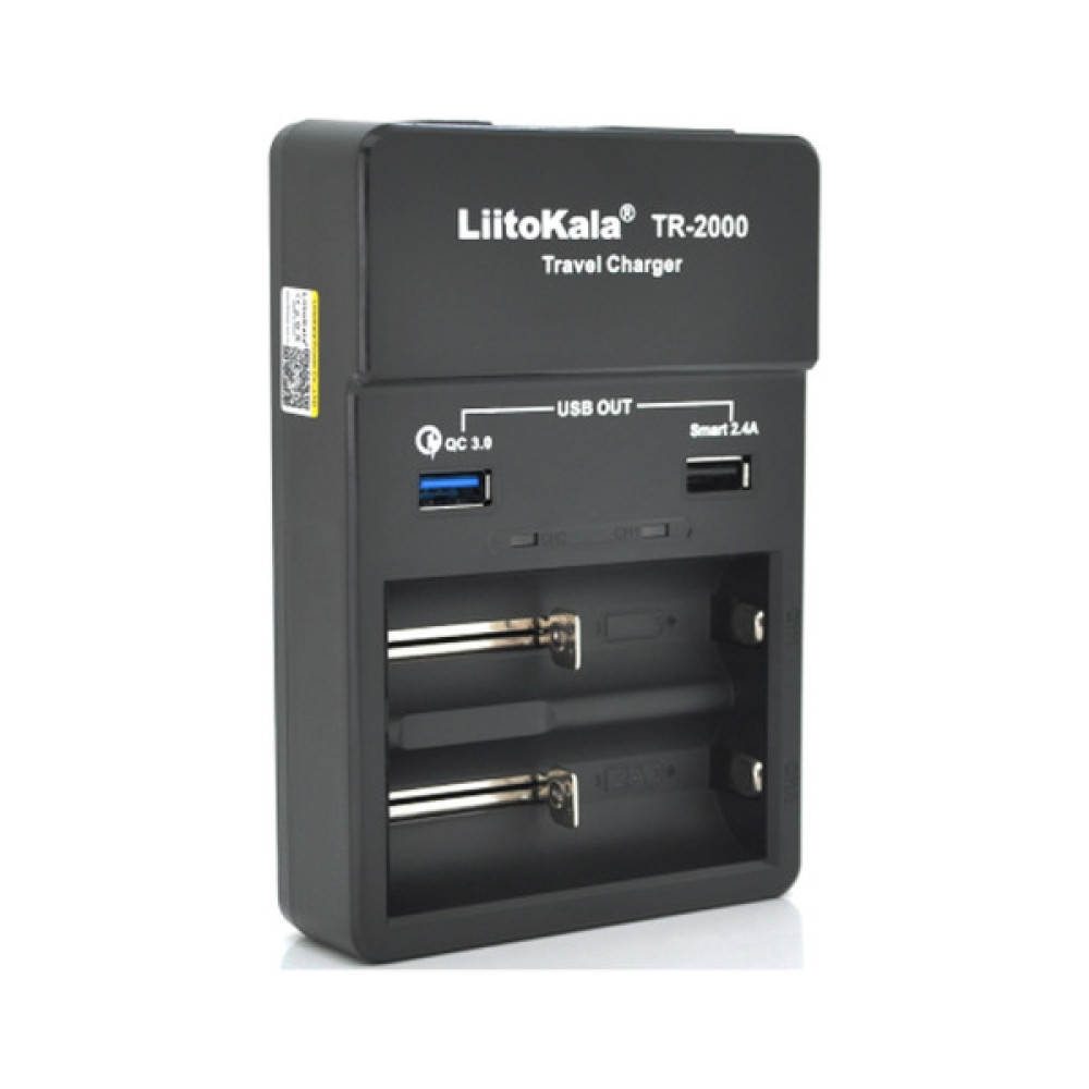 Зарядний пристрій для акумуляторів Liitokala 2 Slots, USB1/QC/3.0, USB2/2.4A, NiMHC(R14)/SC/AA/AAA/17670, Li-ion10440...26650 (Lii-TR2000)
