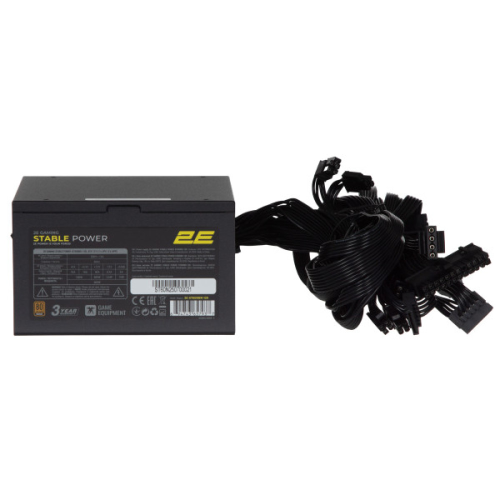 Блок живлення 2E GAMING Stable Power ATX3.1 (600W), >85%, 80+ Bronze, 120мм, 1xMB 24pin(20+4), 2xCPU 8pin(4+4), 3xMolex, 6xSATA, 2xPCIe 8pin(6+2)
