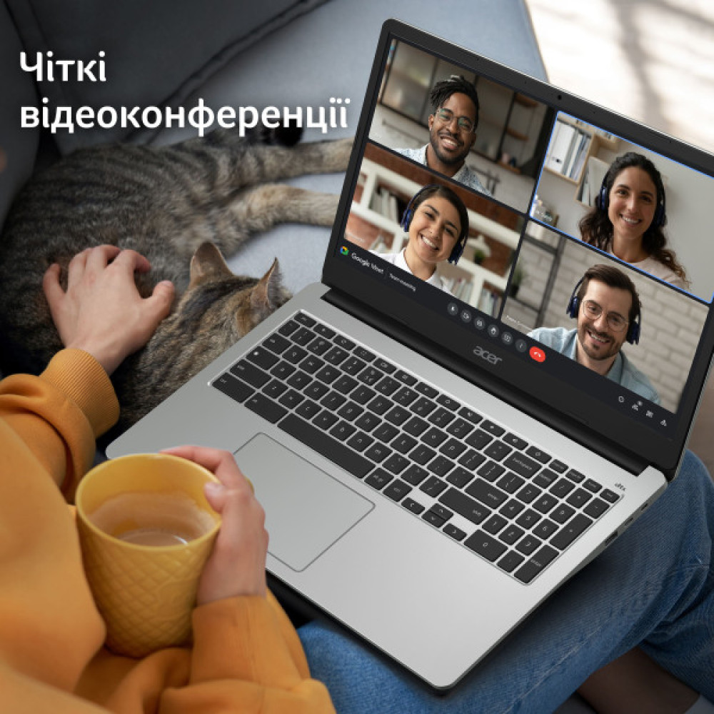 Ноутбук Acer Chromebook CB315-4HT 15" FHD IPS Touch, Intel C N4500, 8GB, F128GB, UMA, ChromeOS, сріблястий