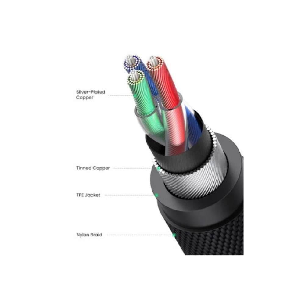 Кабель мультимедійний 3.5mm M to 3.5mm M 3.0m (4pin) AV183 aluminum gray Ugreen (20785)