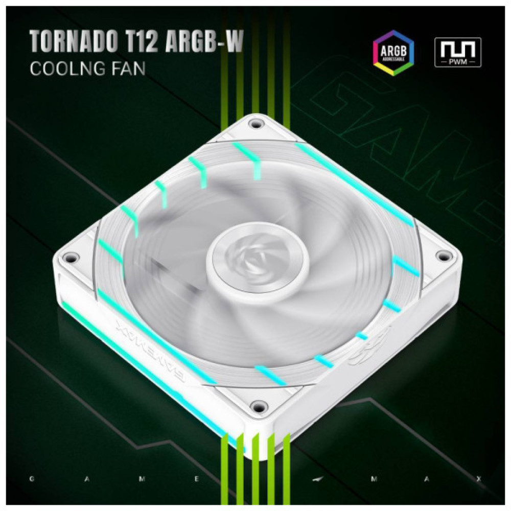 Кулер до корпусу Gamemax Tornado T12 ARGB-W Кулер до корпусу Gamemax Tornado T12 ARGB-W