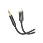 Кабель мультимедійний Lightning to 3.5mm M 1.0m silicone black HOCO (6942007625494)
