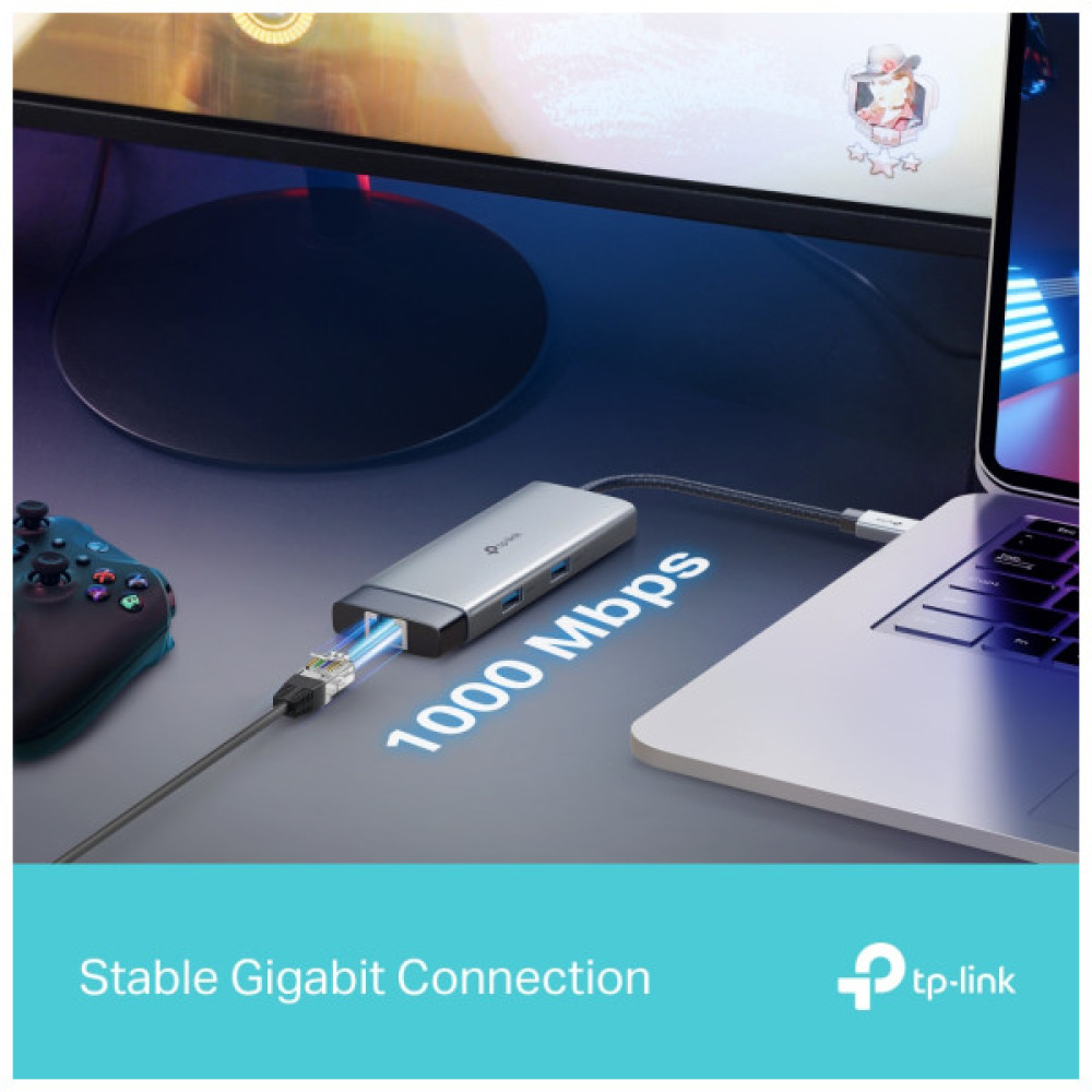 Концентратор TP-Link USB 3.0 6-in-1 2xUSB 3.0 + 1xUSB-C + 1xHDMI + 1xRJ45 + PD 100W (UH6120C)