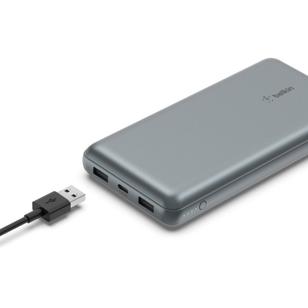 Батарея універсальна Belkin 10000mAh 15W 2xUSB-A, USB-C Gray (BPB011BTGY)