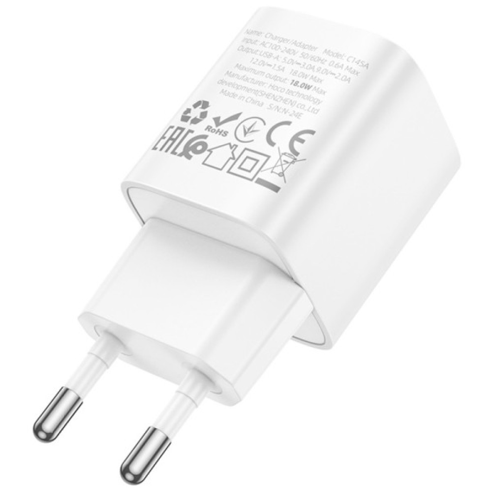 Зарядний пристрій HOCO C145A Charm USB QC3.0 White (6942007630214)