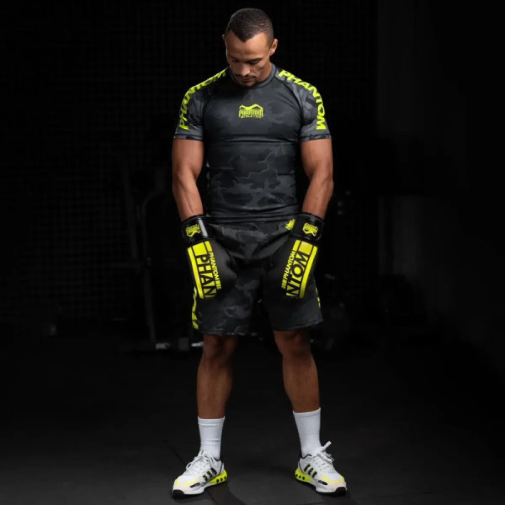 Боксерські рукавички Phantom Apex Elastic Neon Black/Yellow 16 унцій (PHBG2300-16)
