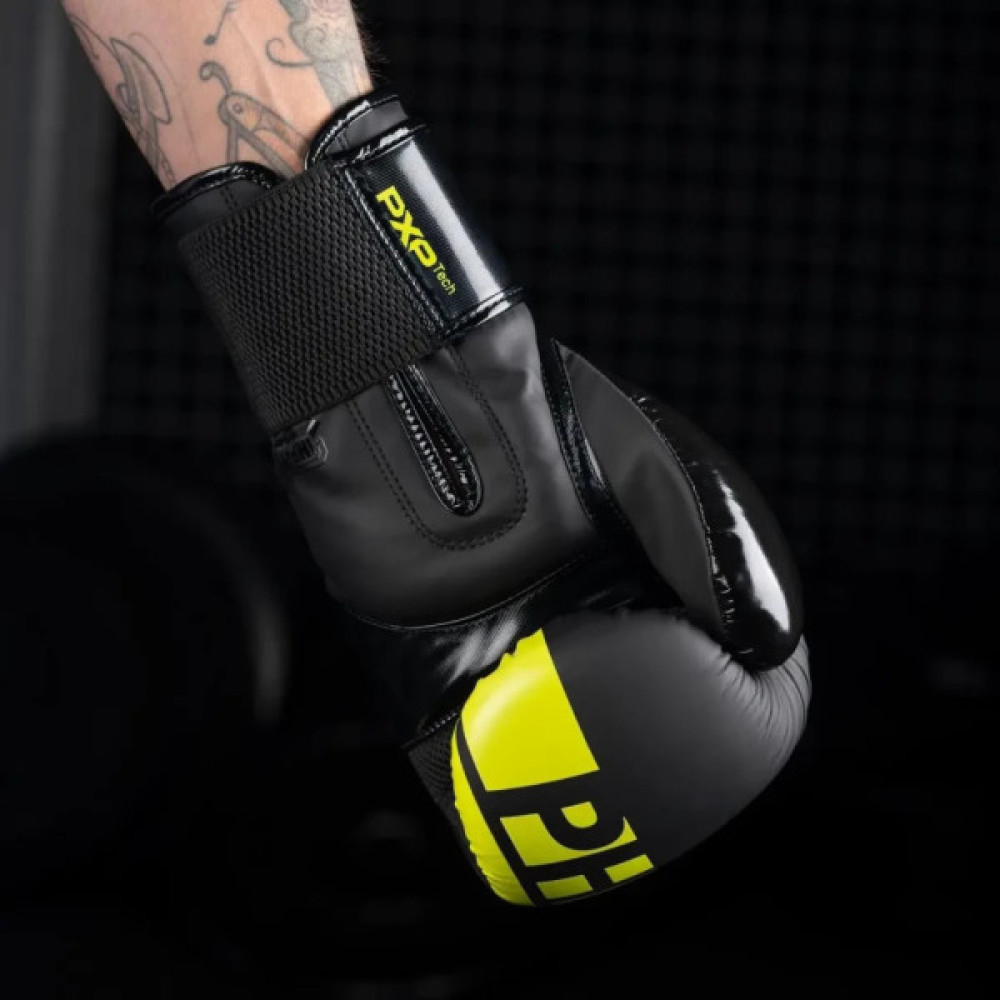 Боксерські рукавички Phantom Apex Elastic Neon Black/Yellow 16 унцій (PHBG2300-16)