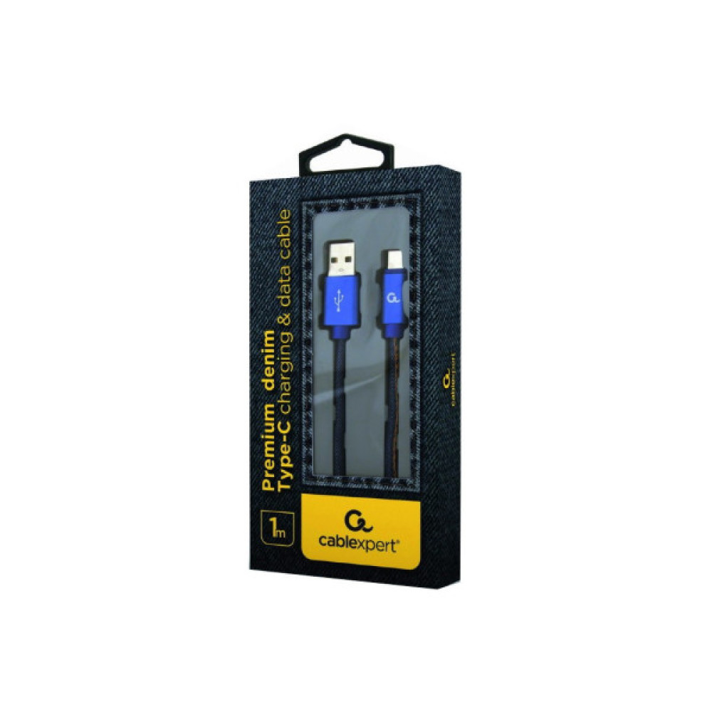 Дата кабель USB 2.0 AM to USB-C 1.0m 90° Cablexpert (CC-USB2J-AMCML-1M-BL)