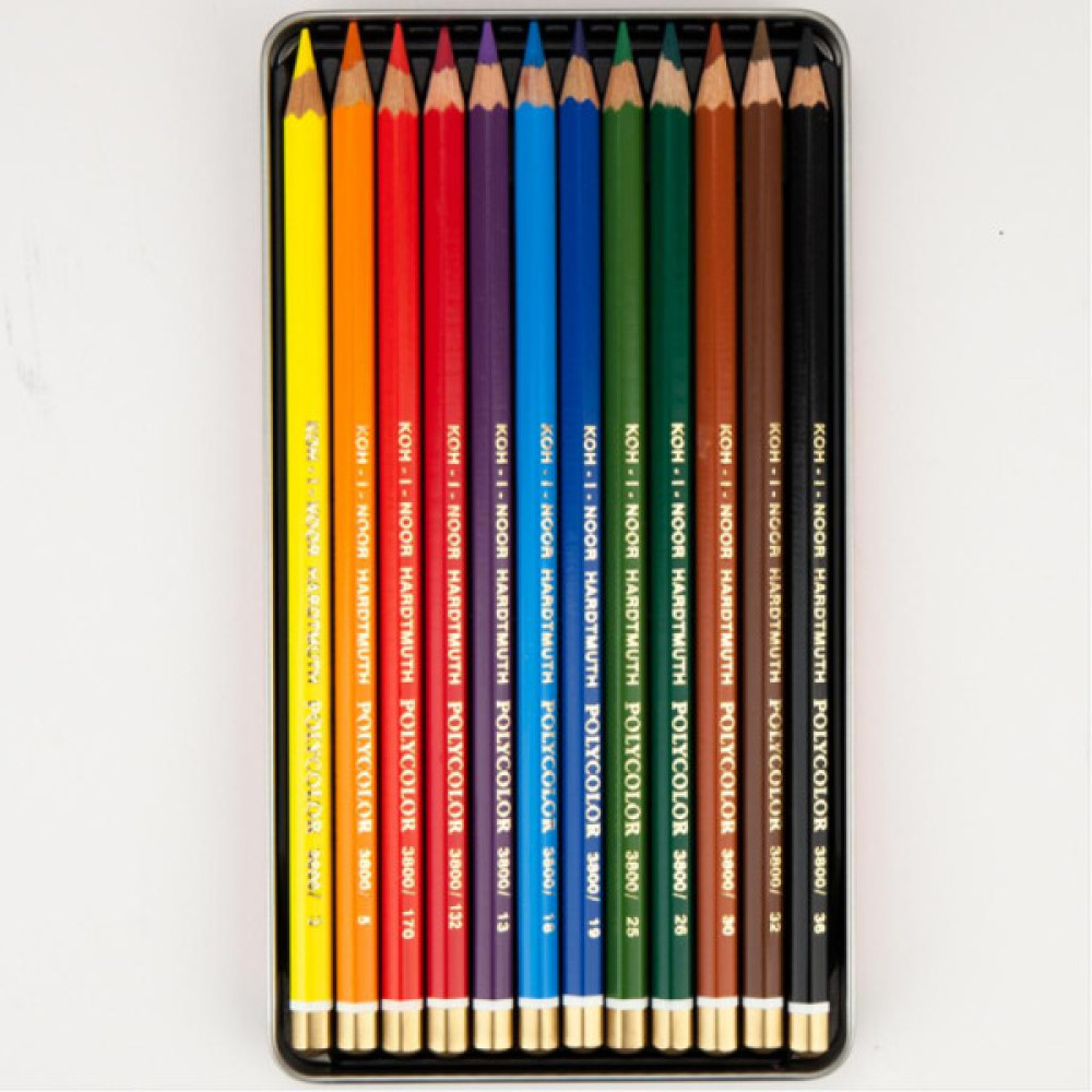 Олівці кольорові Koh-i-Noor Polycolor метал. пенал 12 кольорів (3822012002PL)