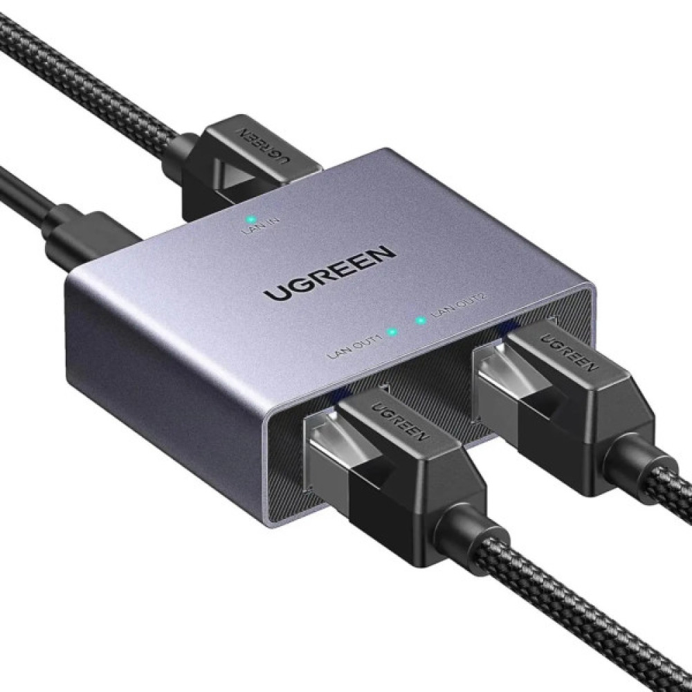 Розгалужувач NW301 Gigabit Ethemet Splitter 1 to 2 Grey Ugreen (45311)