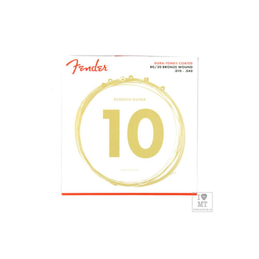 Струни для гітари Fender 880XL 80/20 Dura-Tone Coated Bronze Wound Acoustic Strings (10-48) (208101)