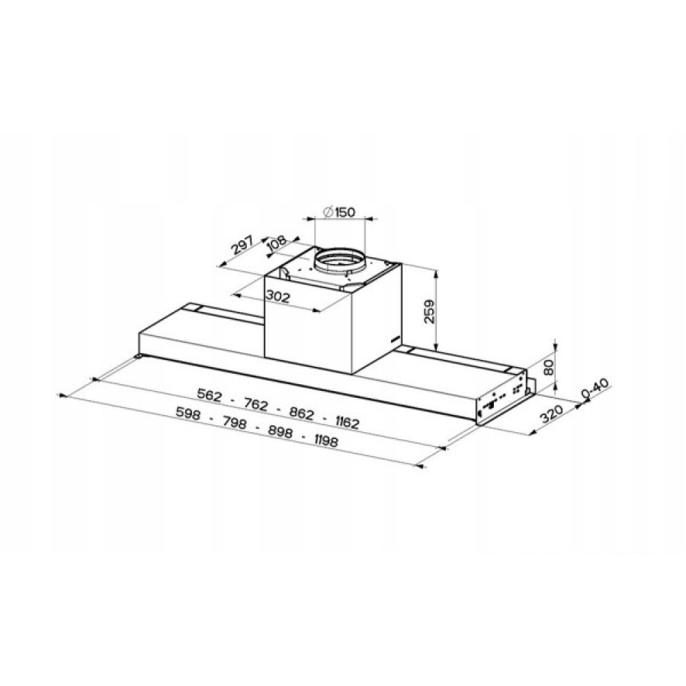 Витяжка Faber вбудована, 60см, 1119м.куб/год, In-Nova Premium Bk M A60, чорний